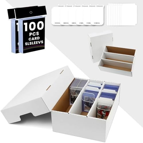 Trading Card Storage Box 2100 Count 3 Row With Sleeves and Dividers