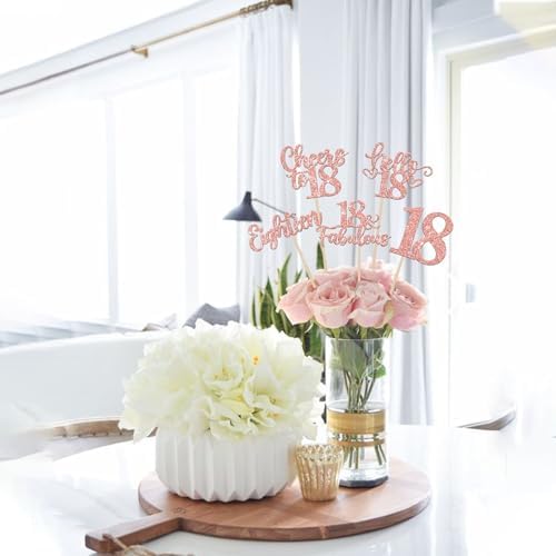 15PCS Happy 18th Birthday Centerpiece Sticks Rose Gold