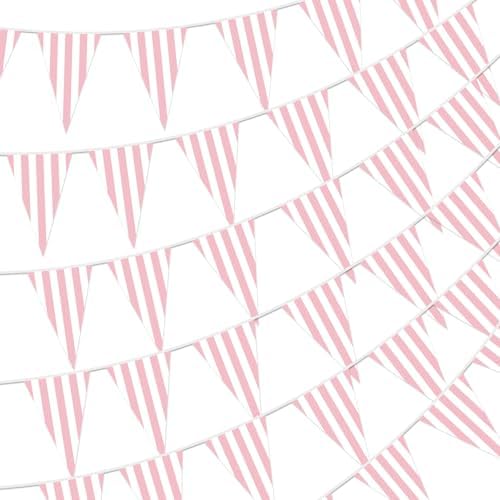 6 Pcs Pink Carnival Bunting Banner Decorations