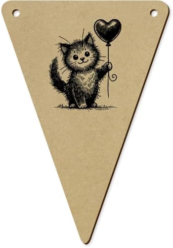 5 Pack Cute Cat Balloon Wooden Bunting Flags