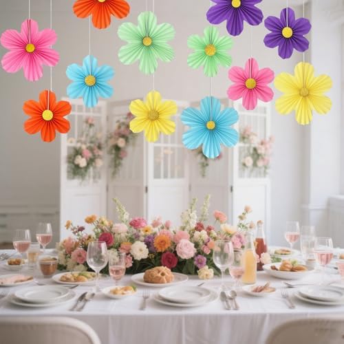 12Pcs Paper Flower Fans for Party Decorations