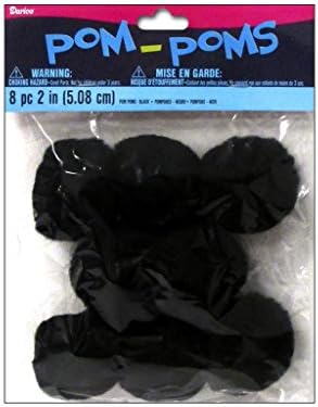 Darice 2 Inch Black Tissue Pom Poms 8 Pack