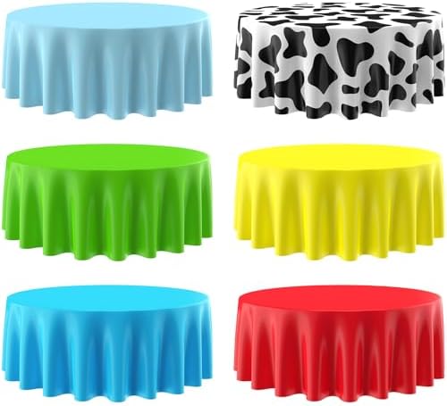 Oudain 84 Inch Round Plastic Tablecloth Set