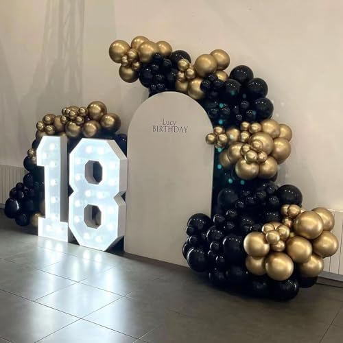 Black and Gold Balloons Garland Arch Kit 134pcs