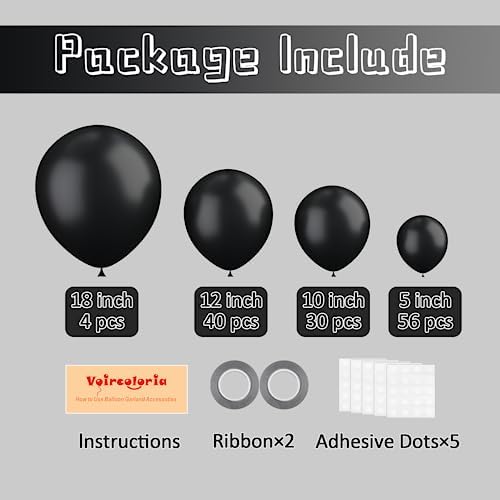 130pcs Black Balloons Set for Party Decorations
