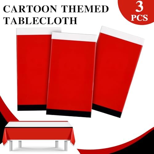 DERTE 3Pcs Cartoon Themed Waterproof Tablecloths for Kids Birthday Party