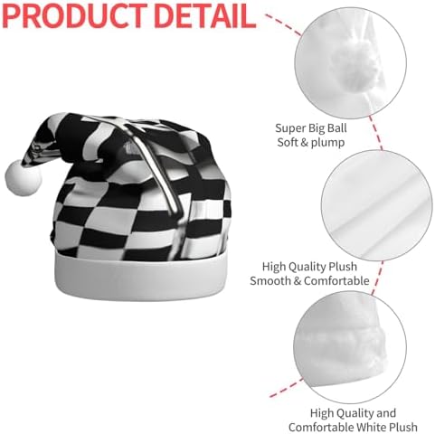 QINZHENG Checkered Flags Santa Hat Personalized Christmas Headwear