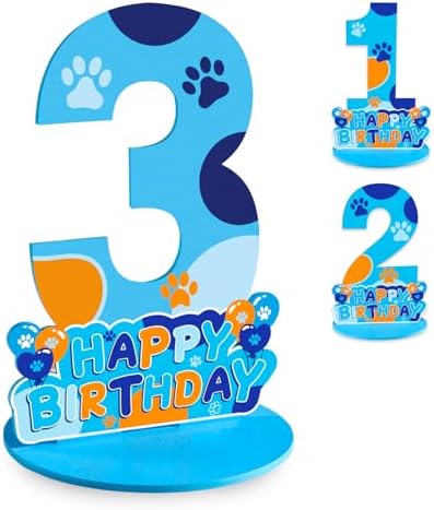 Dog Paw 3rd Birthday Party Decorations Number Sign Centerpiece