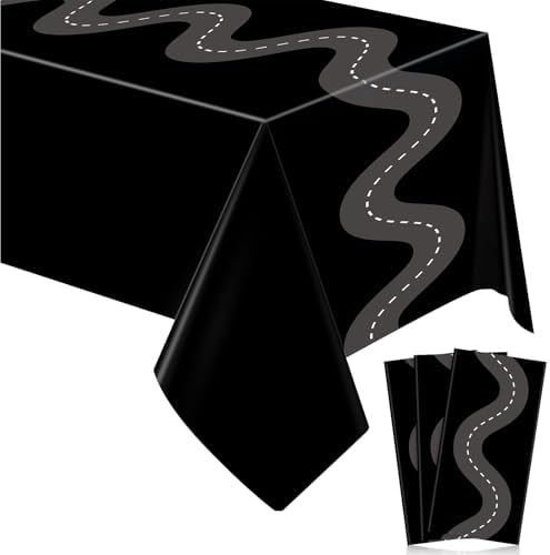 Irenare Racing Car Table Covers 3 Pcs Black 54x108 Inch
