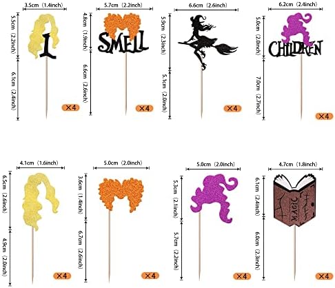 32 Pack Hocus Pocus Cupcake Toppers Halloween Decorations