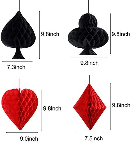 Casino Party Decorations Poker Honeycomb Pom Poms 8pcs