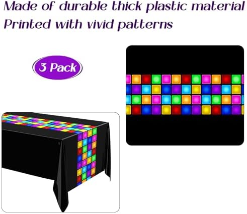 Irenare 3 Pack Neon Disco Tablecloths