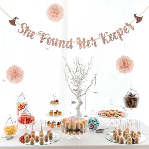 She Found Her Keeper Rose Gold Glitter Banner