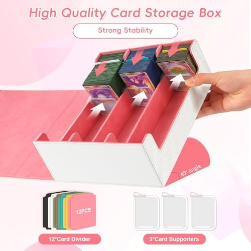 CLOKORIA Card Storage Box with 12 Dividers and 3 Supporters