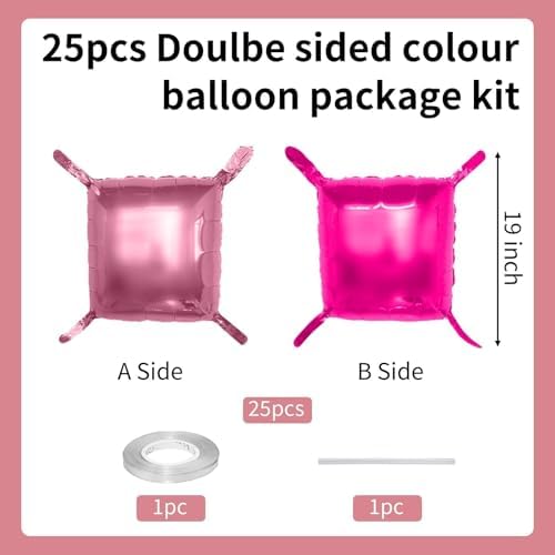 Hot Pink and Rose Double Sided Square Foil Balloons Wall