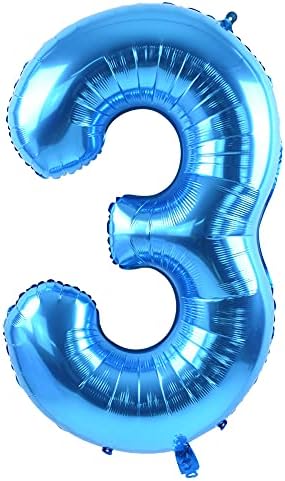 TONIFUL 40 Inch Blue Foil Number Balloon 3