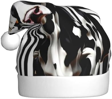 QinZheng Personalized Santa Hat with Black White Milk Cow Print