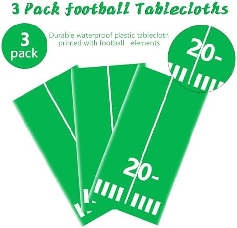 Kesfey 3 Pack Football Field Tablecloth 54x108 Inches