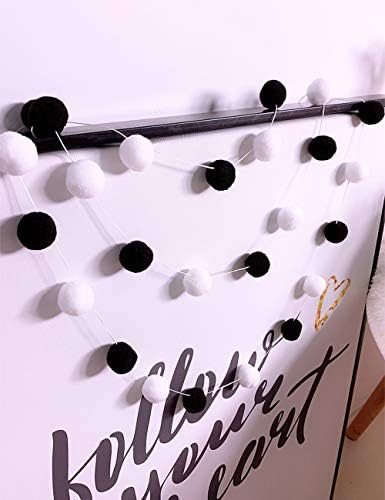 Black and White Felt Ball Garland 30mm 30 Balls 78in