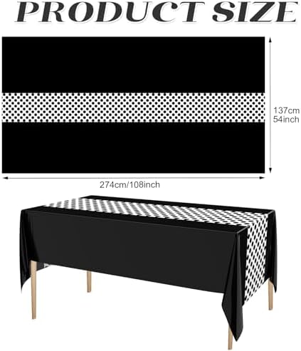 3 Pcs Black and White Polka Dot Tablecloths for Rectangular Tables
