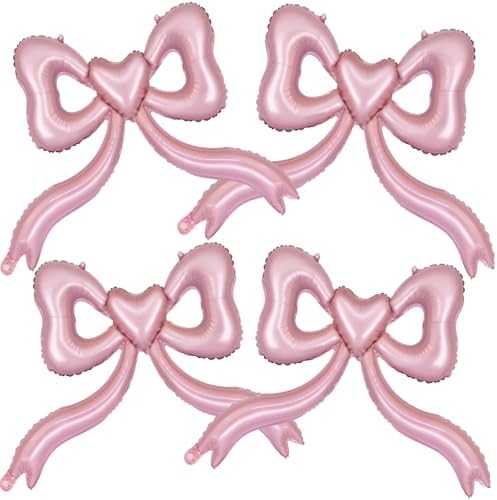 Pink Bow Balloons for Bachelorette Party Decorations 4Pcs