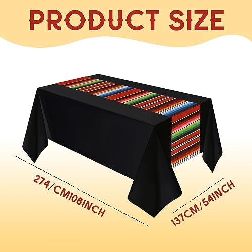 Hosuly Mexican Fiesta Tablecloth 54 x 108 In 10 Pcs
