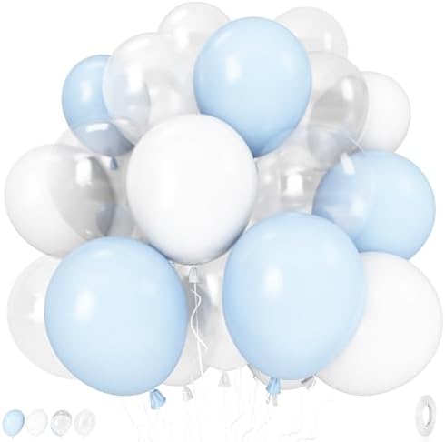 Pastel Blue White Balloons Set 35PCS 12 Inch for Parties