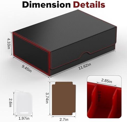 Gomyrod Card Deck Case for 1800 Sleeved Cards Black Red