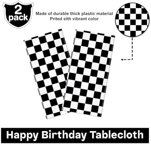 2 Pcs Checkered Tablecloth Race Car Design