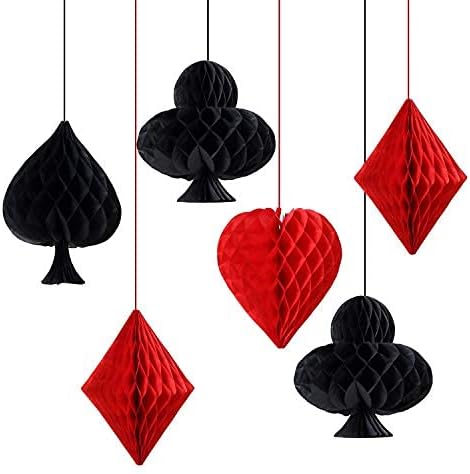 Casino Party Decorations Poker Honeycomb Pom Poms 8pcs