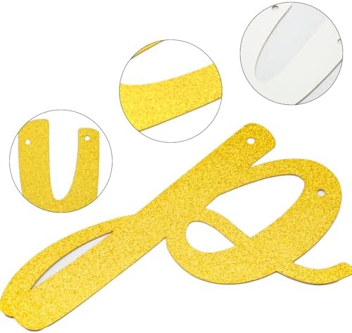 Gold Glitter Happy Engagement Banner 12 Pcs Decorations