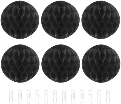 MECCANIXITY 6 Inch Black Paper Pom Pom Flower Balls