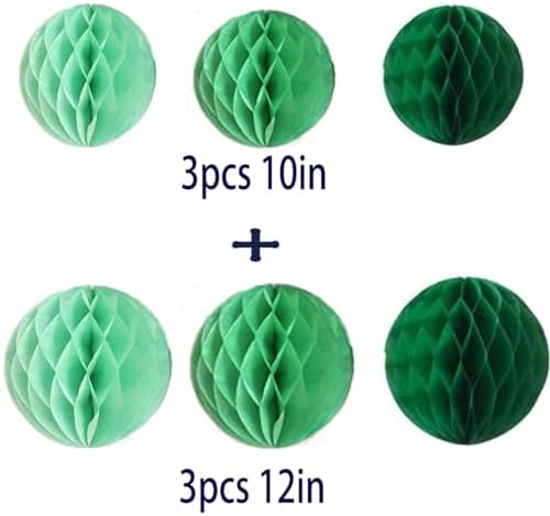6pcs Green Paper Honeycomb Flower Balls for Party Decor