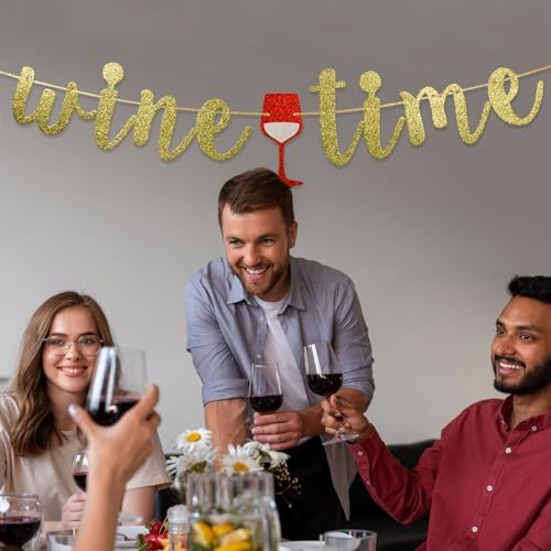 Glitter Wine Time Banner for Wine Whisky Parties