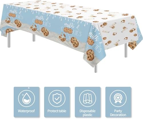 Milk and Cookies Birthday Tablecloth 3pcs 86x55in