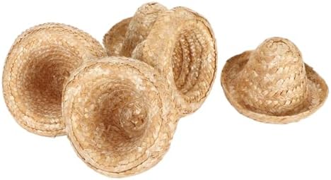 5Pcs Mini Straw Sombrero Hats 37in Diameter Brown