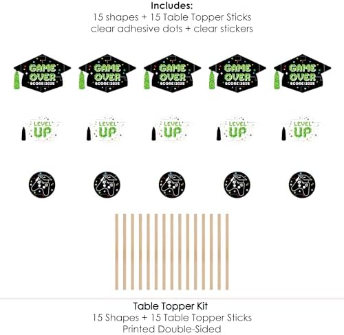 Game Over Video Game Graduation Party Centerpiece Sticks Set of 15