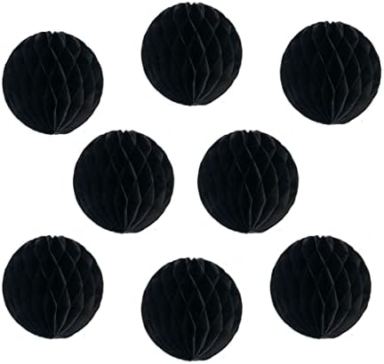 8pcs 10 Inch Black Honeycomb Balls for Decorations