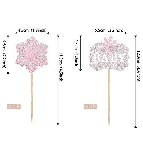 ZHUOWEISM 24PCS Snowflake Cupcake Toppers for Winter Parties