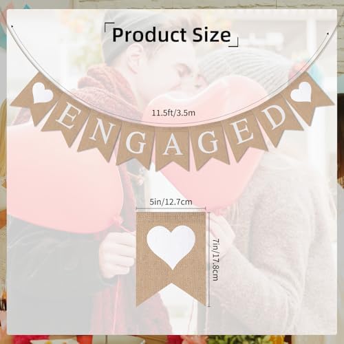Motroce Engaged Burlap Banner 5x7 Inches Pre-Strung Decor