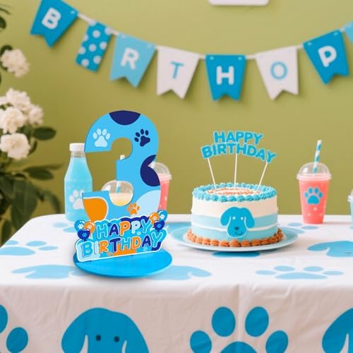 Dog Paw 3rd Birthday Party Decorations Number Sign Centerpiece