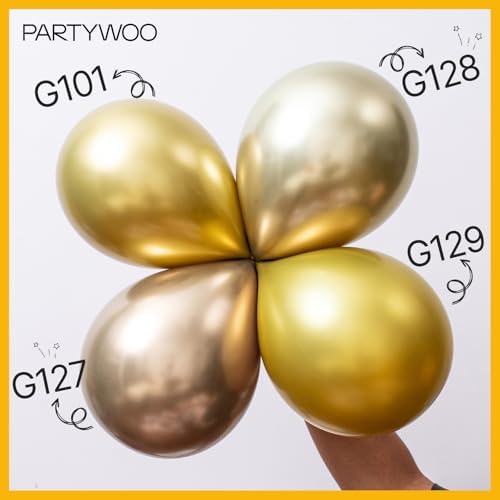 PartyWoo 50PCS Metallic Gold Balloons 5 Inch