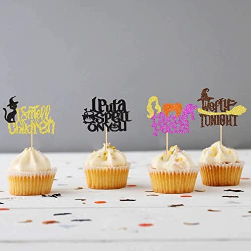 Ercadio 24 Pack Hocus Pocus Witch Hair Cupcake Toppers