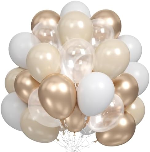 Dagelar 60PCS Gold White Balloons Set