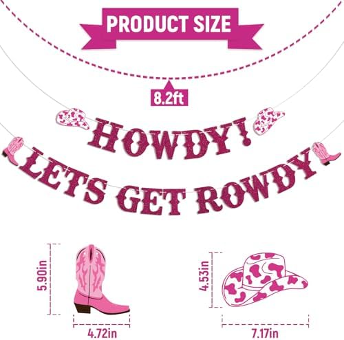 Howdy Lets Get Rowdy Cowgirl Party Decor Banner