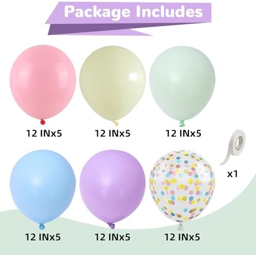 Pastel Rainbow Balloons 12 Inch Decor Set
