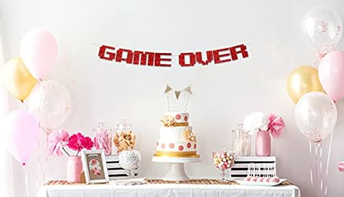 Game Over Red Glitter Banner - Bachelor Party Decor