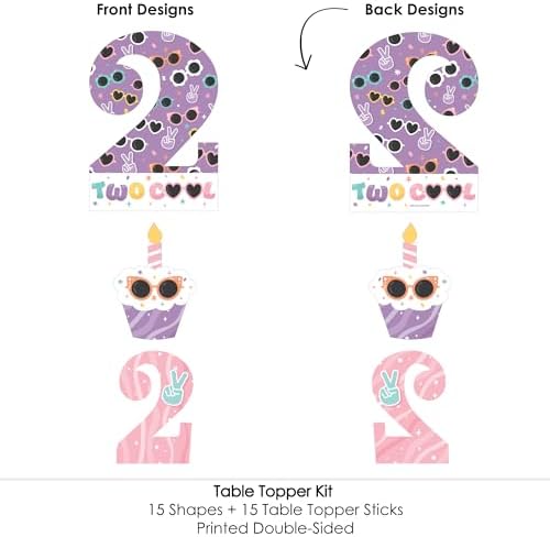 Big Dot of Happiness Two Cool Girl Birthday Centerpiece Sticks