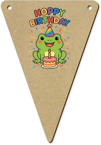 5 Piece Happy Birthday Frog Wooden Bunting Flags