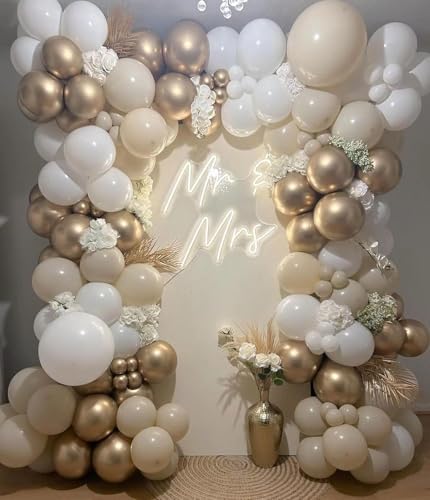 Dagelar 60PCS Gold White Balloons Set